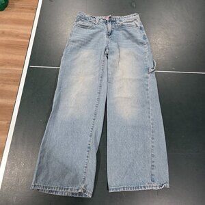 Edikted Wide Leg Carpenter Jeans Light Wash Denim Pockets Size S